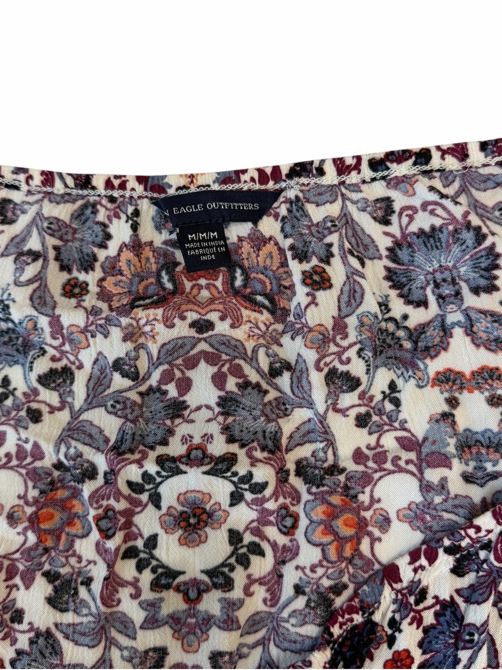 American Eagle Outfitters Floral Print Romper - White, Blue, Burgundy - Picture 4 of 4